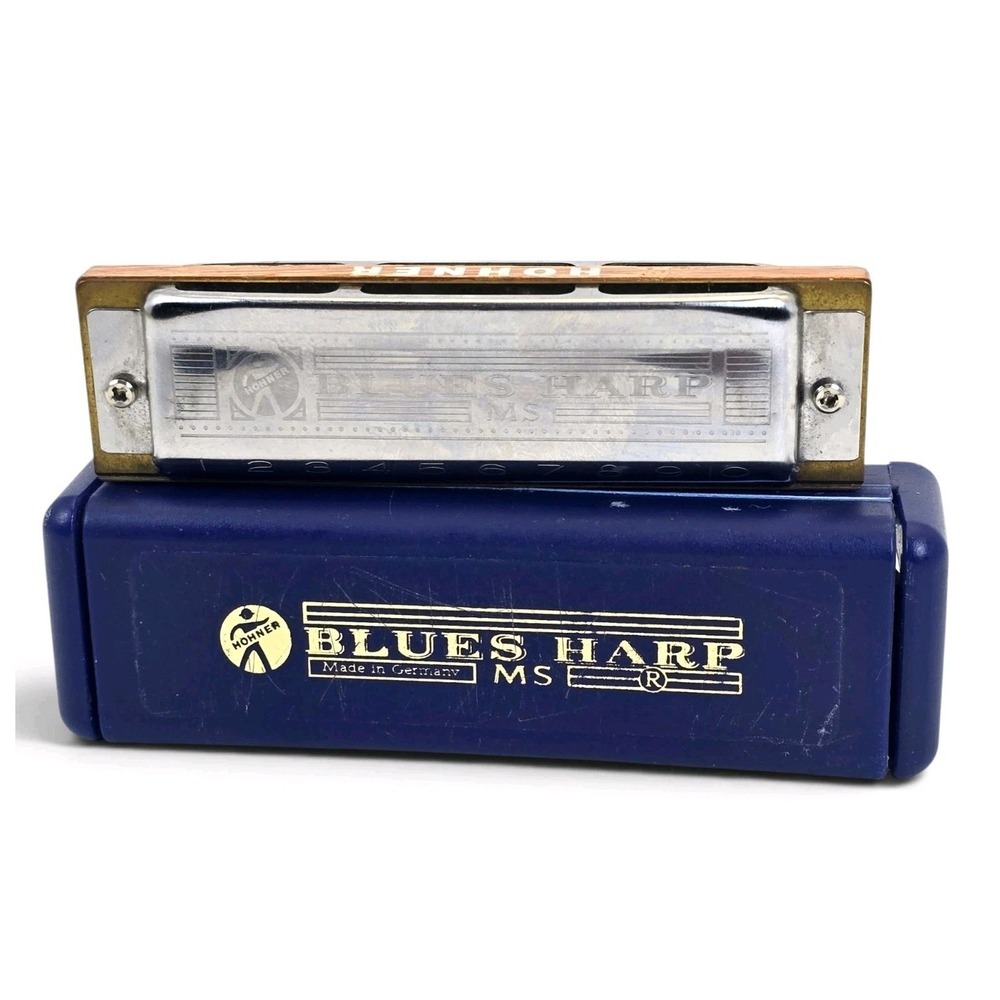 Hohner Blues Harp MS 532/20 Key of A Harmonica Germany Case Manual